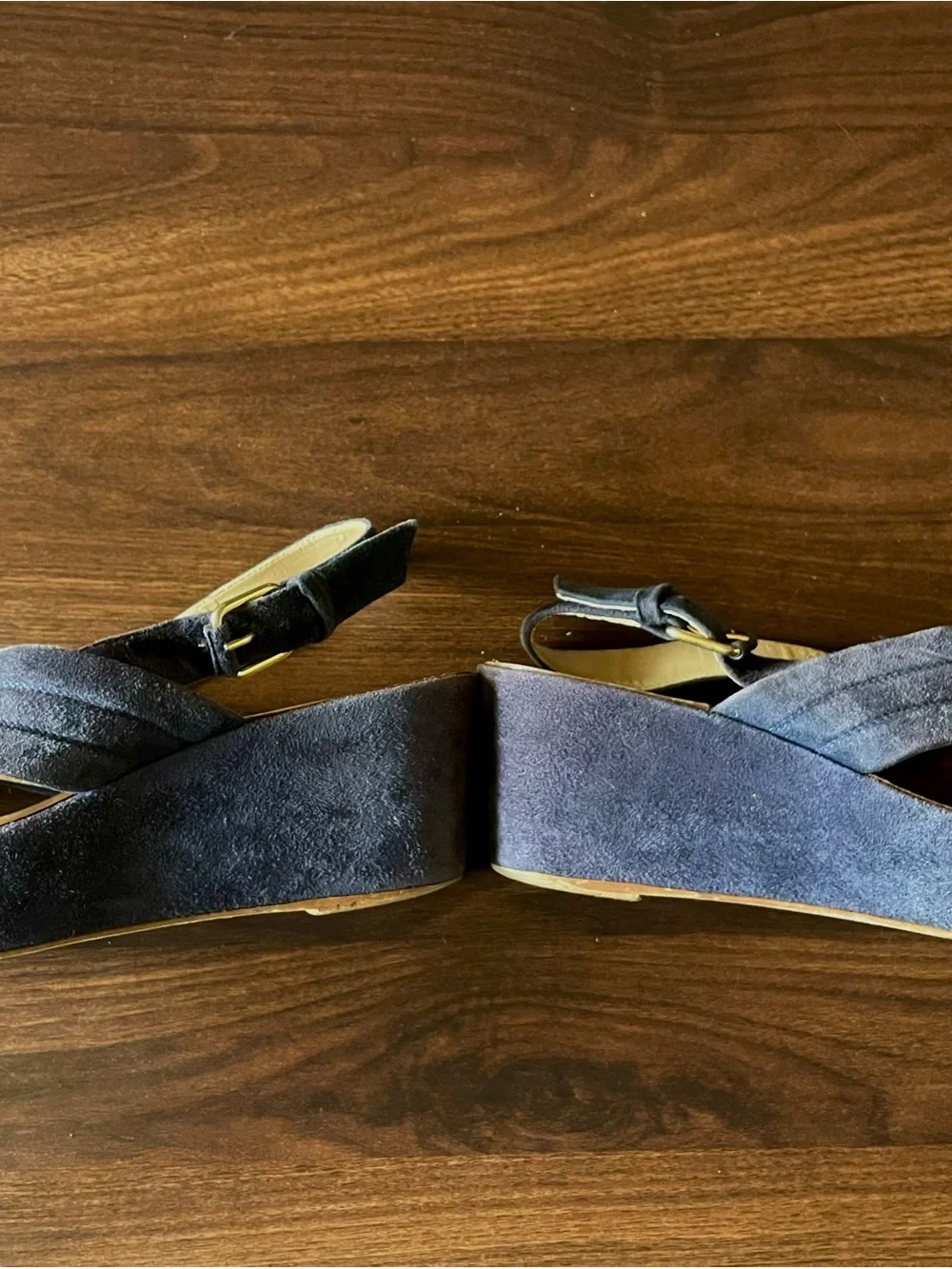 J Crew Navy Blue Marcie Suede Criss Cross Platform Wedge Sandals Size: 7.5/8
